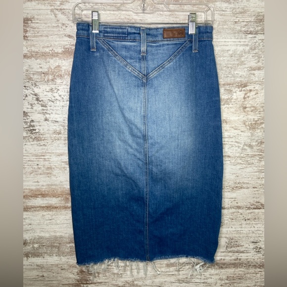 RARE! Ag Adriano Goldschmied The Kory X a line midi denim skirt EUC SZ 27 Fall! - Picture 9 of 11